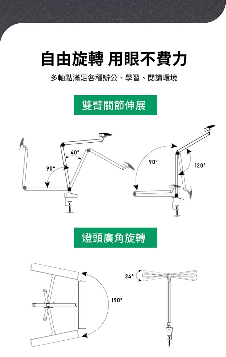 路易黑(夾燈) _ 喜光全光譜專業護眼